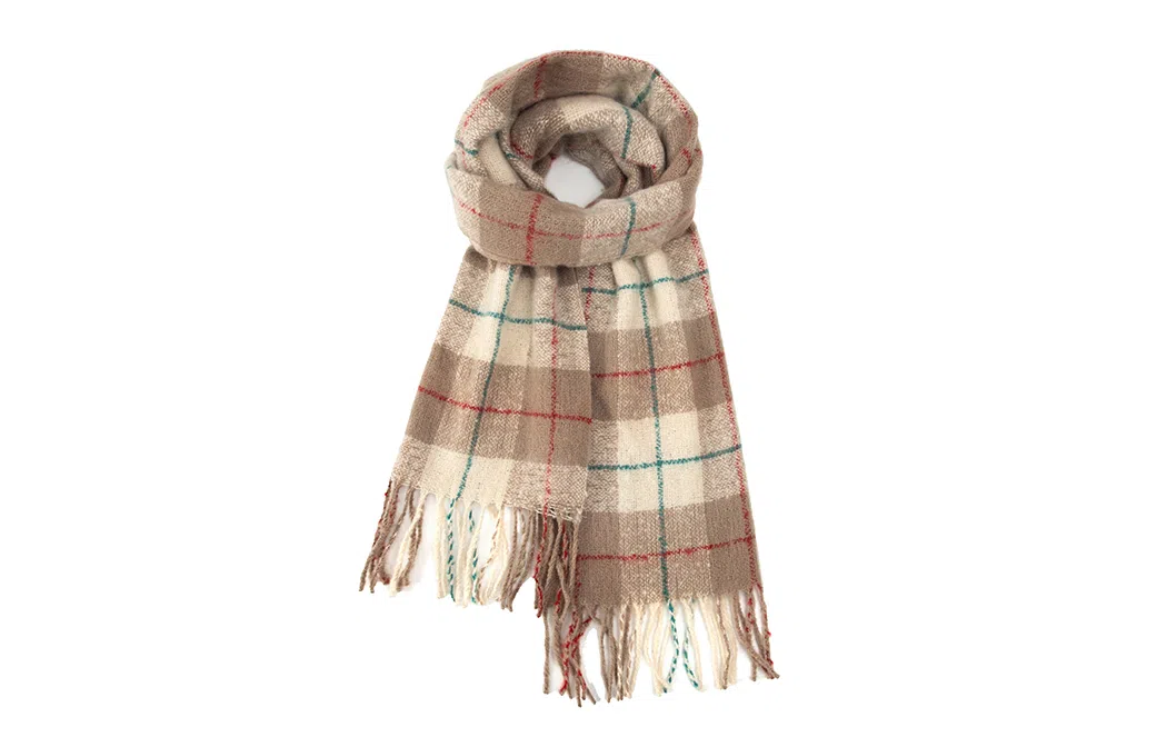 白卷 加厚保暖个性彩线格流苏 绒线围巾 男女同款情侣款