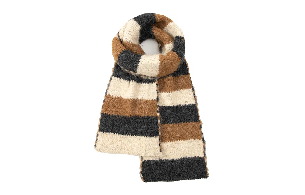 白卷 冬季拼色保暖横条针织百搭 绒线围巾 男女同款情侣款