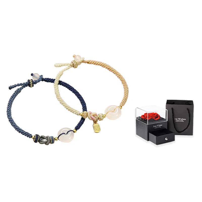 华髻 新中式如意平安扣 好运平安福轻奢 手工编织 高级感中国风 转运珠 织物 手链 男女同款情侣款