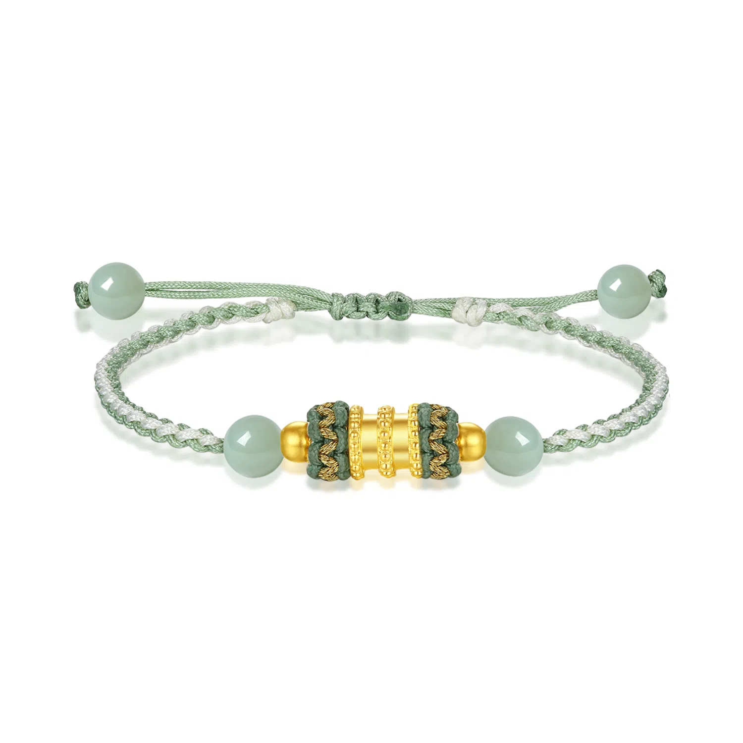 爱恋珠宝 小蛮腰转运珠 精致显白经典款路路通手饰简约百搭日常通勤编织链可调节 足金 手链 男女同款情侣款