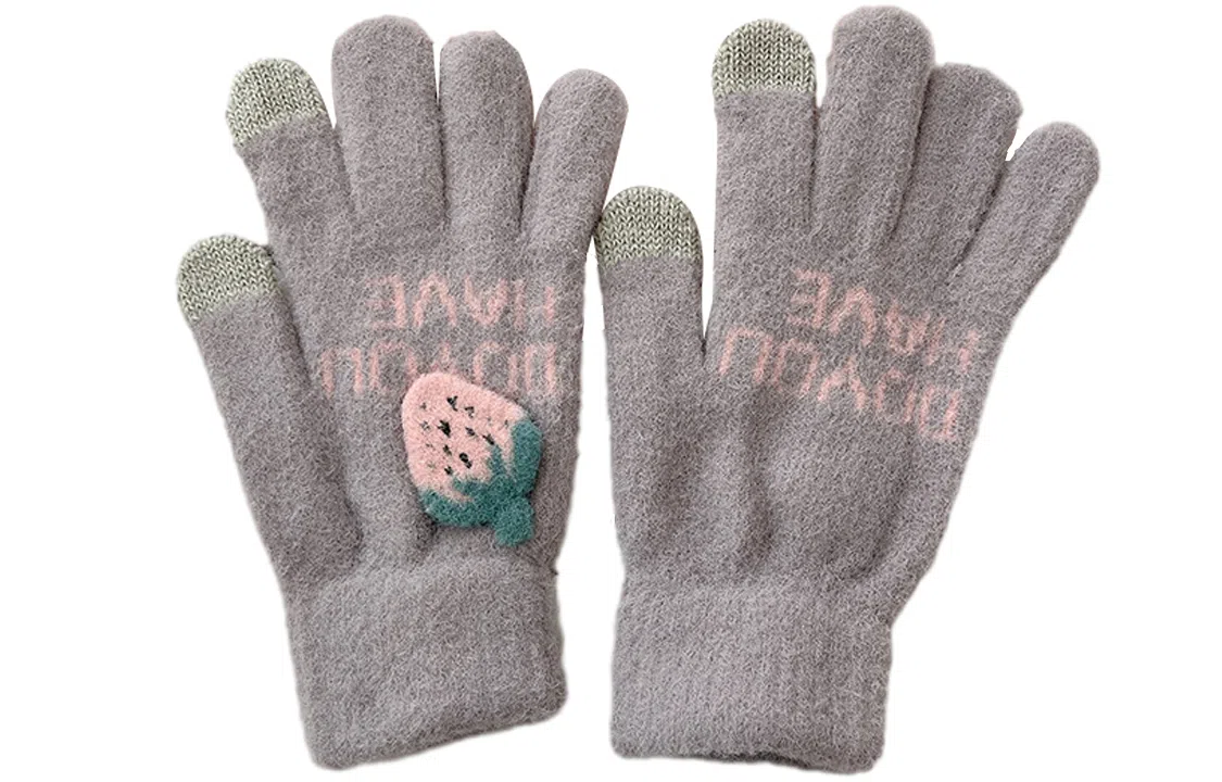 优幽兰 加绒保暖防寒触屏防滑耐磨设计感小众可爱保暖五指分指学生通勤便携 旅行闺蜜穿搭 绒线手套 女款