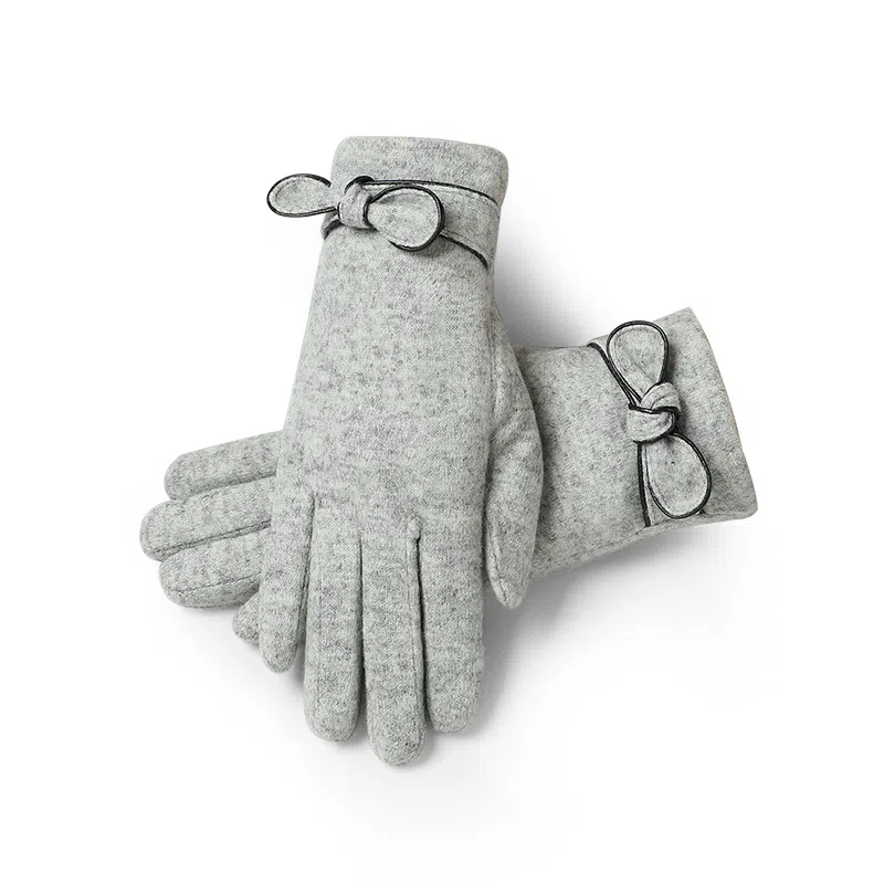 优幽兰 纯色保暖分指防风防寒可爱实用韩版学生出行五指护手保暖 绒线手套 女款