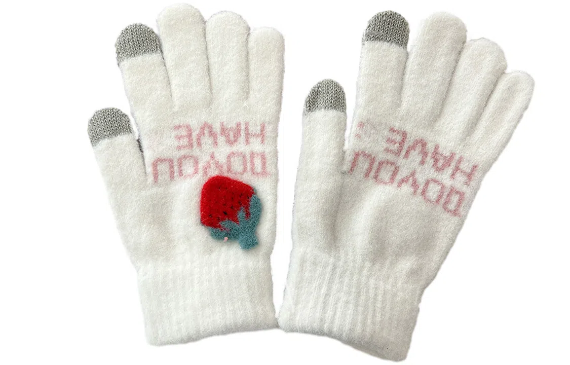 优幽兰 加绒保暖防寒触屏防滑耐磨设计感小众可爱保暖五指分指学生通勤便携 旅行闺蜜穿搭 绒线手套 女款