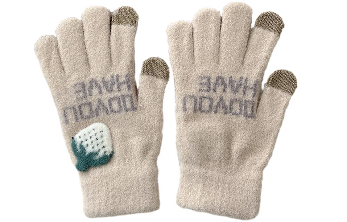 优幽兰 加绒保暖防寒触屏防滑耐磨设计感小众可爱保暖五指分指学生通勤便携 旅行闺蜜穿搭 绒线手套 女款