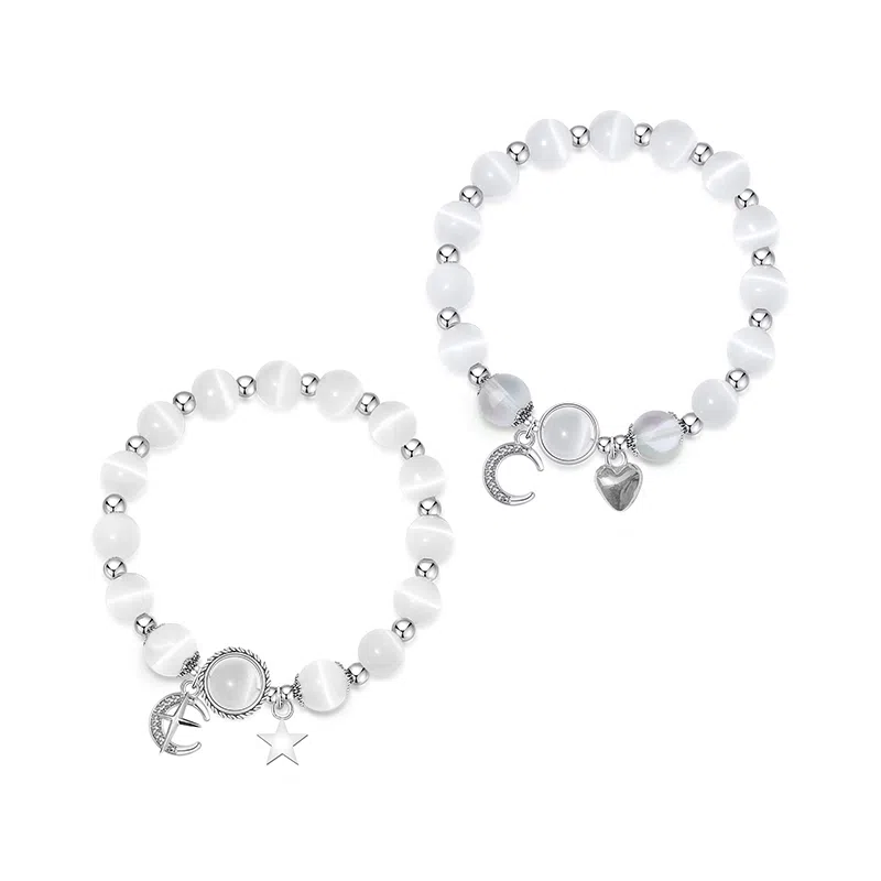 饰伴 白月光转运珠冷淡风亮光十字架 猫眼石 手串 女款