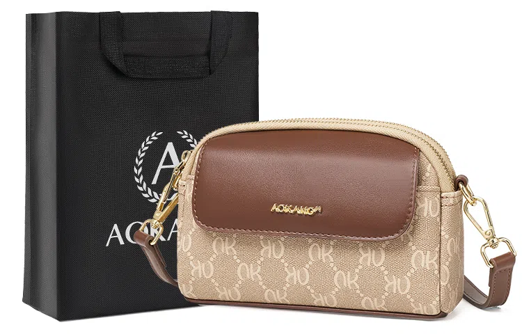 AOKANG Small Crossbody Bag Brown/Beige