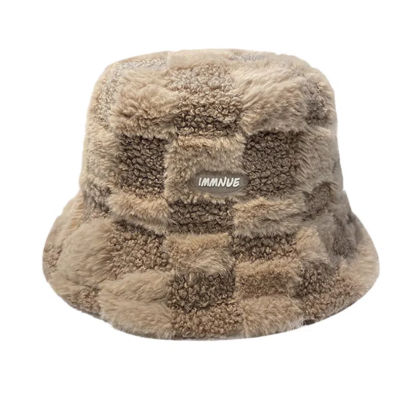 WODONBLE Bucket Hat Plaid Plush Warm