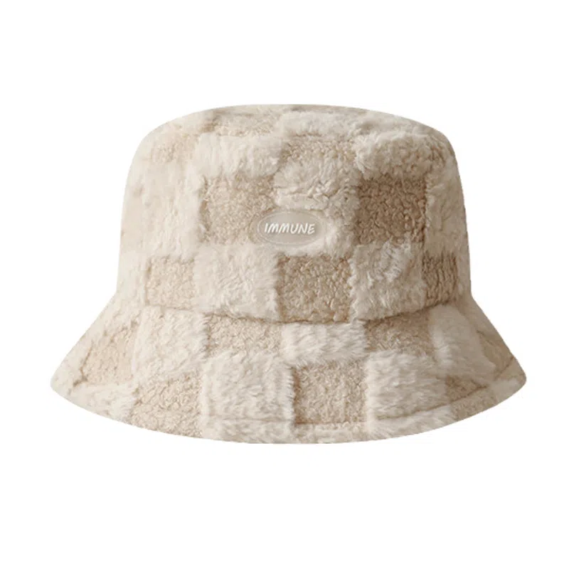 WODONBLE Bucket Hat Plaid Plush Warm