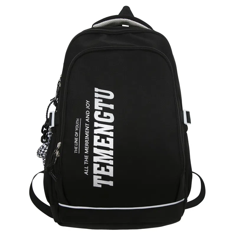 尼格尔简约休闲复古运动风双肩包春季尼龙新款大容量韩版日系背包中学生书包 中号 男女同款 多色