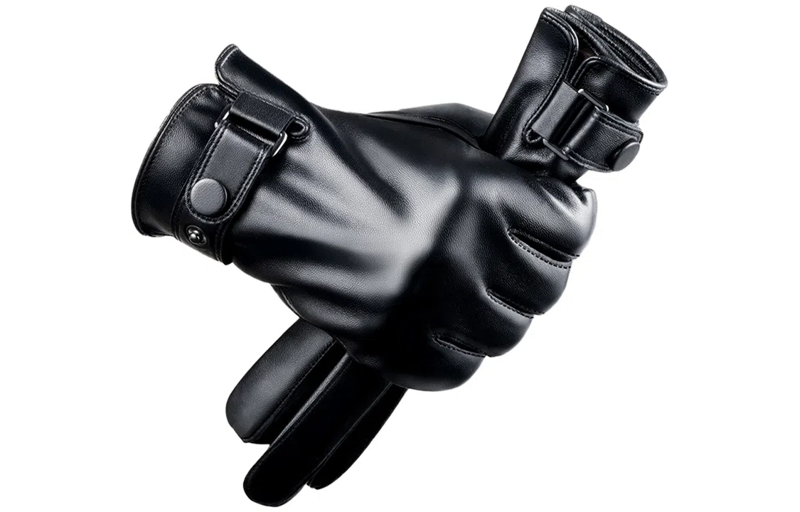 优幽兰 休闲 摩托车真皮 防风防寒可触屏加绒加厚摩托车骑车旅游 防滑耐磨保暖学生 手套 男款