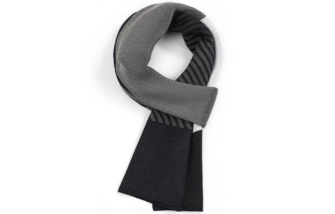 优幽兰 韩版显脸小拼色防风防寒针织商务加厚保暖可双面戴高级感 绒线围巾 男款