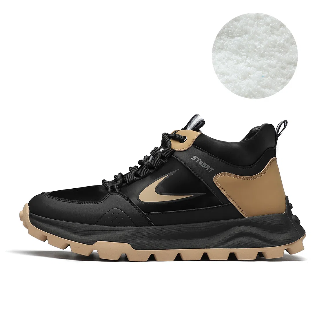 星期六 合成革 加绒 羊毛 保暖 系带 高帮 休闲鞋 男款