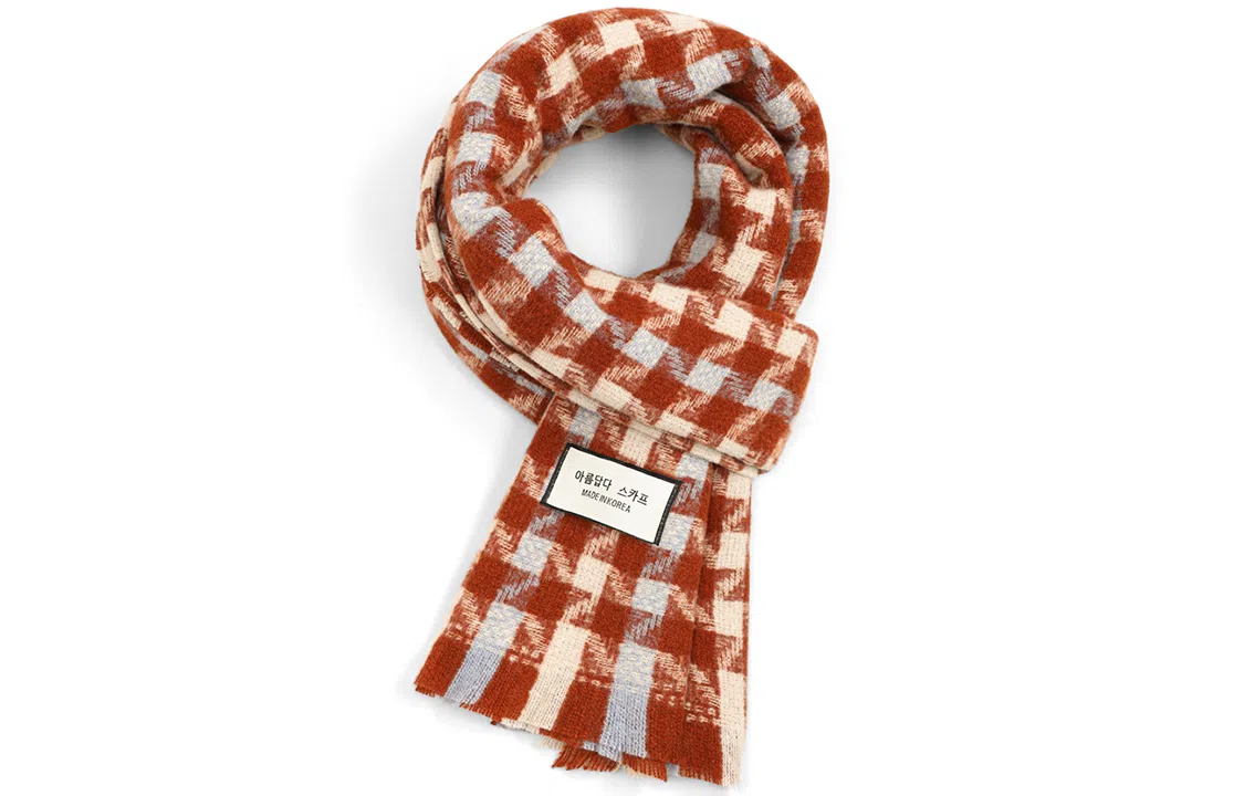 优幽兰 千鸟格针织加厚护脖子防风防寒保暖休闲 仿羊绒 绒线围巾 男女同款情侣款