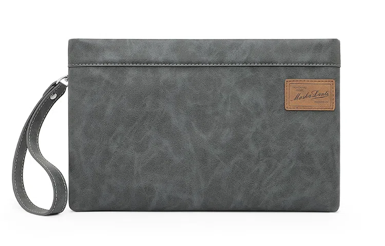 马莎兰缇 简约高级时尚商务差旅大容量百搭轻便超薄通勤 合成革 腋下包手抓包手拿包 常规 男款 烟灰色