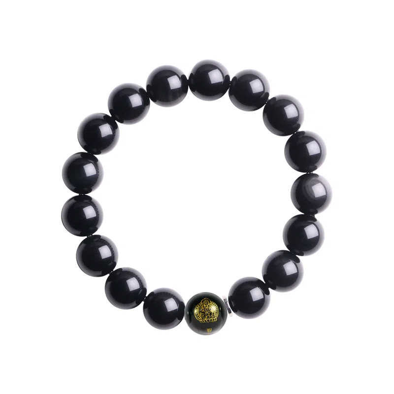 石头记 转运佛珠高级感 黑曜石 玉石手串 男女同款情侣款