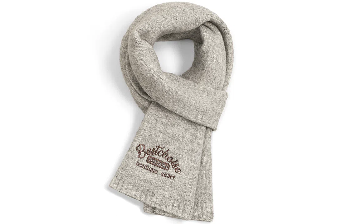 优幽兰 纯色高级感字母刺绣仿羊绒防风防寒护脖子休闲 绒线围巾 女款