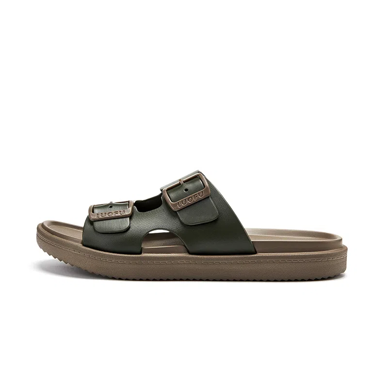 罗敷 圆头厚底 舒适轻便 防滑透气 静音防磨一字拖鞋 男款 黑色