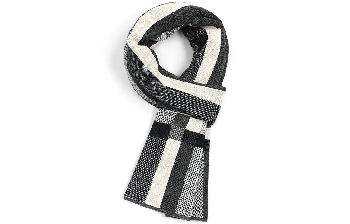 优幽兰 百搭休闲时尚 经典撞色设计感商务防风防寒 针织加厚护脖子韩系高级感 绒线围巾 男款