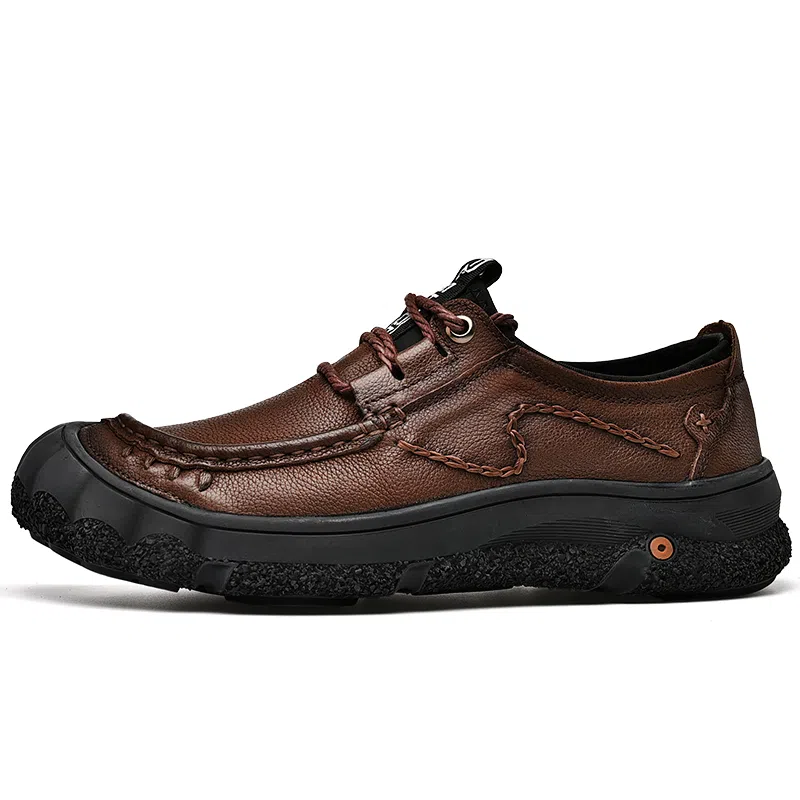 季公羊 牛皮宽脚 运动户外 商务百搭  休闲鞋 男款