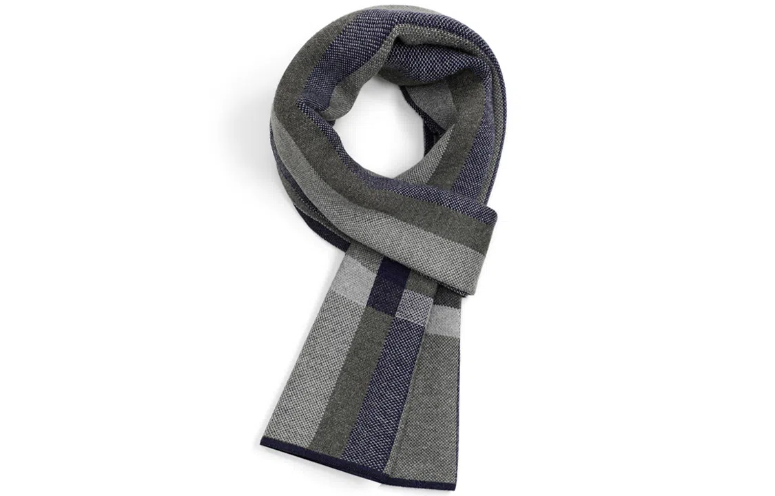 优幽兰 百搭休闲时尚 经典撞色设计感商务防风防寒 针织加厚护脖子韩系高级感 绒线围巾 男款