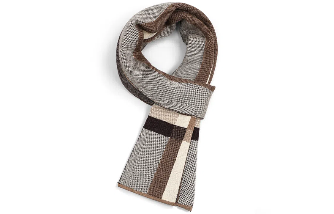 优幽兰 百搭休闲时尚 经典撞色设计感商务防风防寒 针织加厚护脖子韩系高级感 绒线围巾 男款