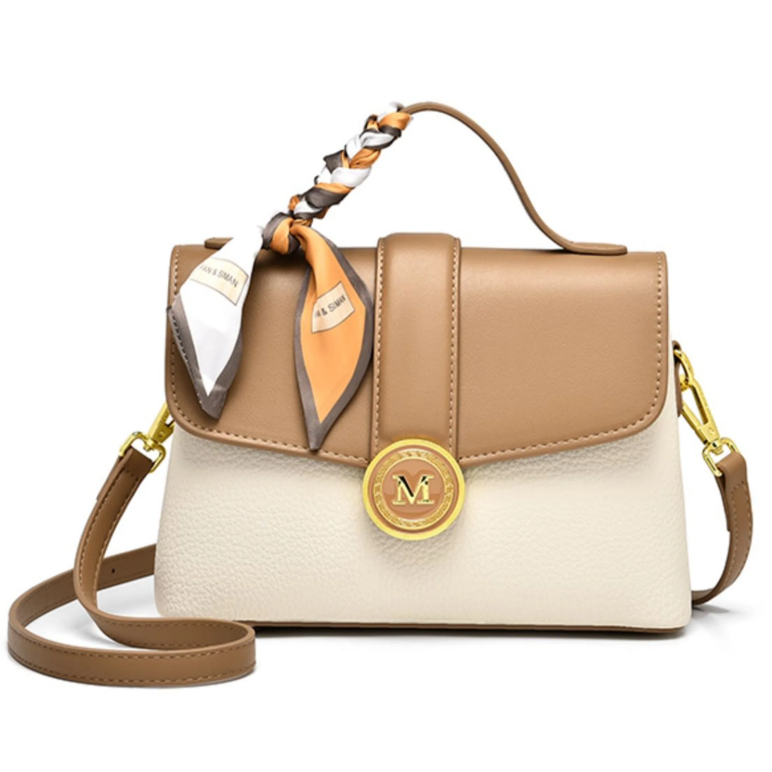 Fansiman Classic Lock Bag Medium Apricot Black