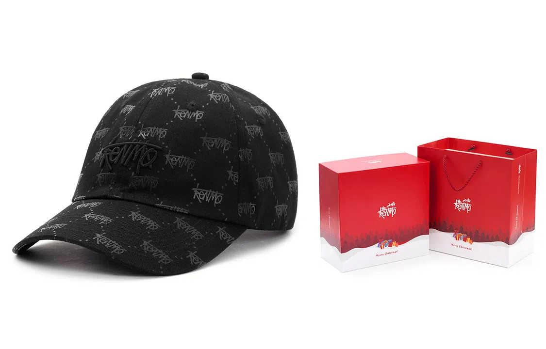 肯默 高街老花棒球帽满印鸭舌帽嘻哈潮流遮阳帽子 男女同款 黑黑/黑金