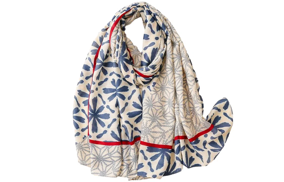 优幽兰 清新花朵 长款薄款防风防寒护脖围披两用休闲气质减龄穿搭潮牌 绒线围巾 女款 #礼盒装