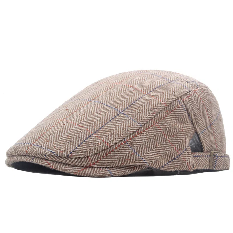 山一丸 英伦复古前进帽粗花呢可调节 涤棉 贝雷帽 男女同款情侣款