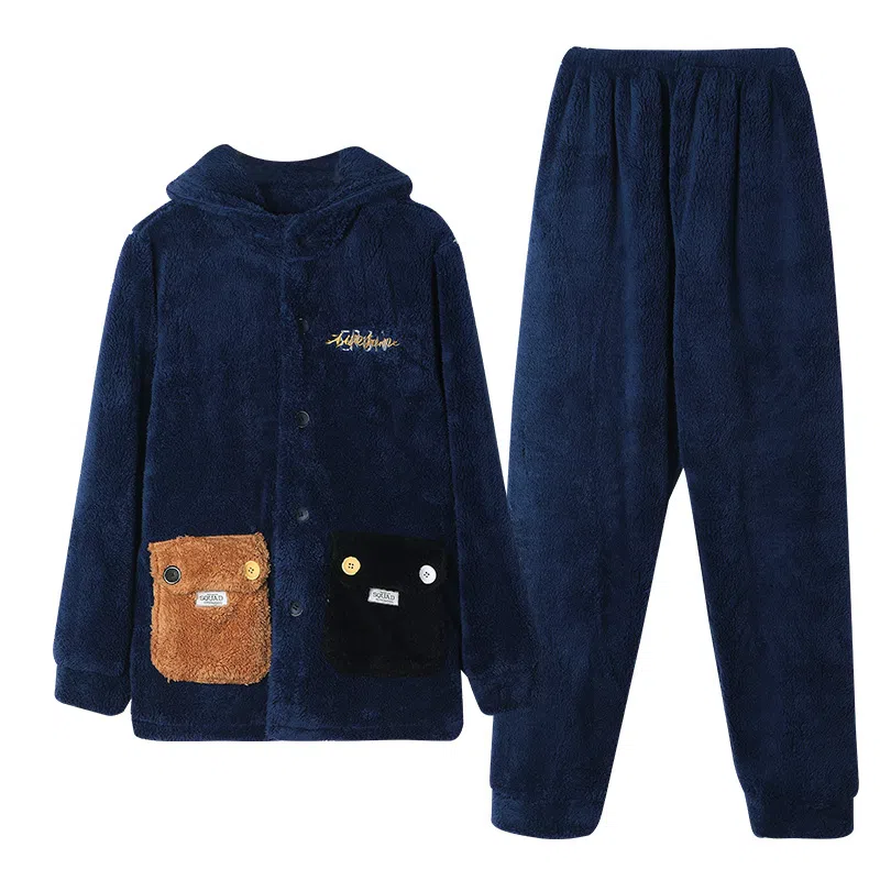 Huggy Kissy Couple Pajama Set Navy