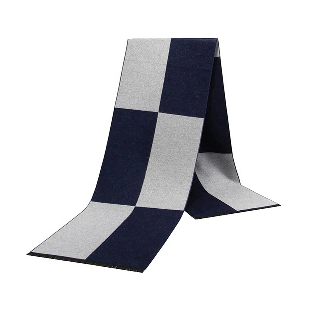 浪莎 经典保暖加厚格子加绒 绒线围巾 男款