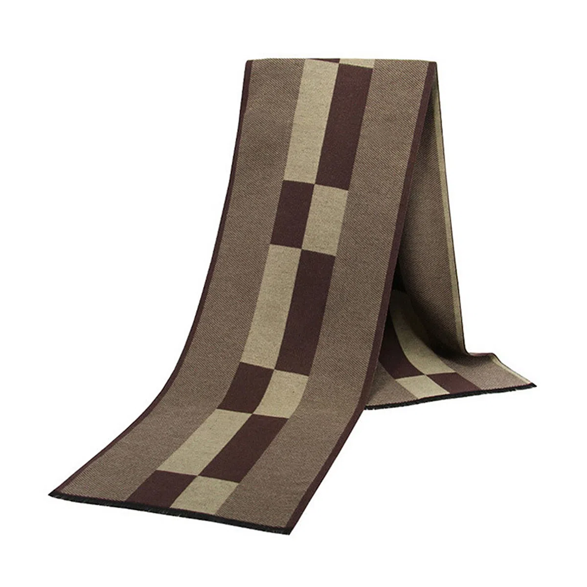 浪莎 保暖加厚格子 绒线围巾 男款