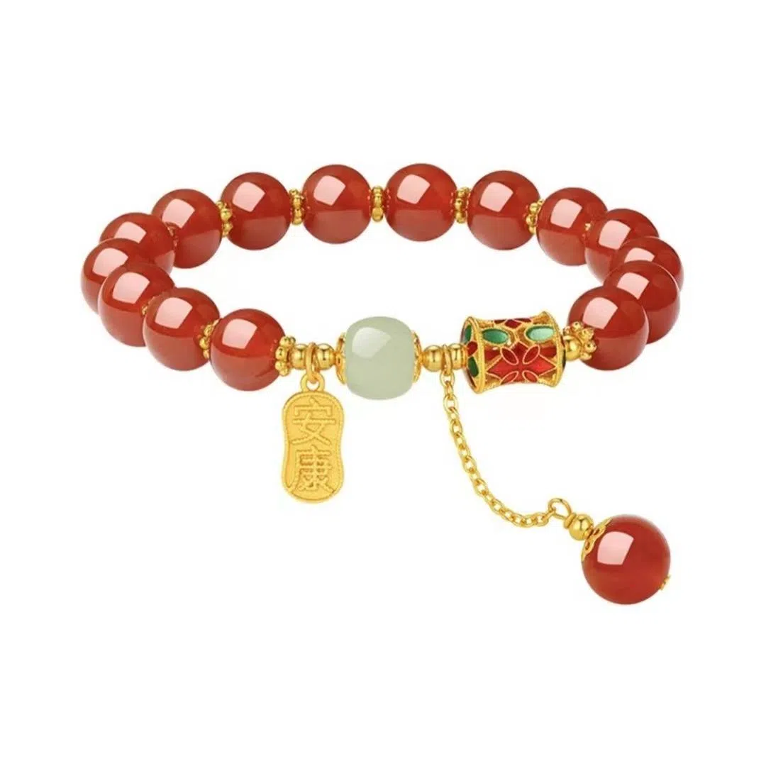 金瑞邦 国潮新中式 本命年 复古精致轻奢 纳福转运 中国风 小众 玛瑙 玉石手串 女款