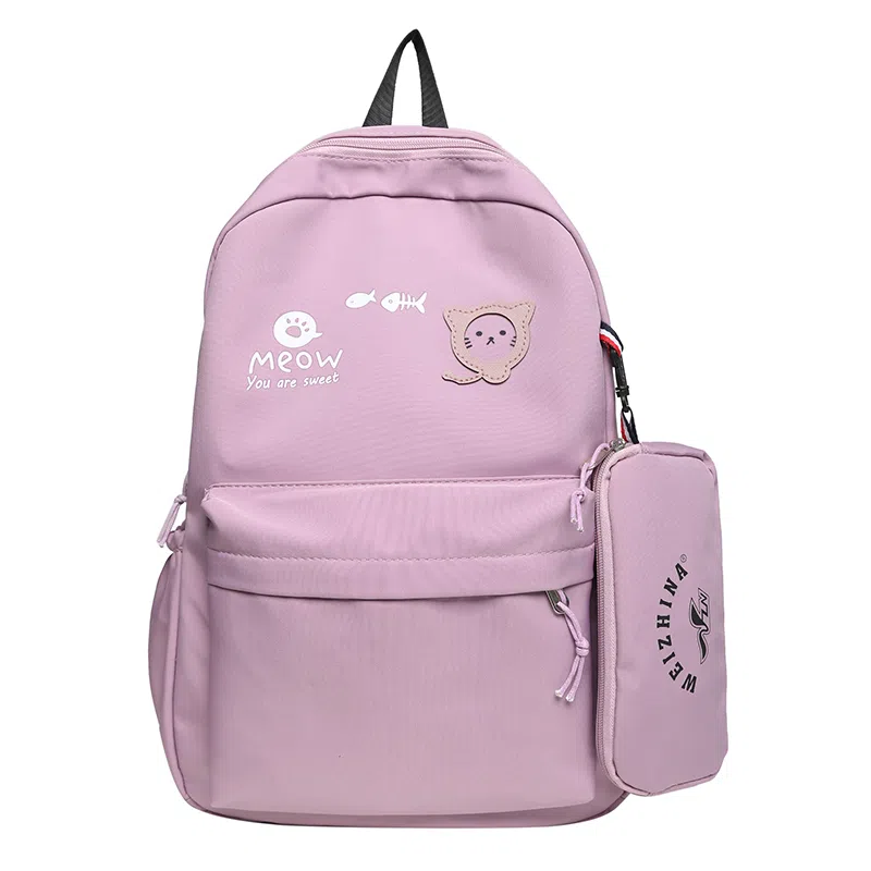 尼格尔 简约小清新校园简单时尚中大学生可爱洋气尼龙书包背包双肩包 女款 多色