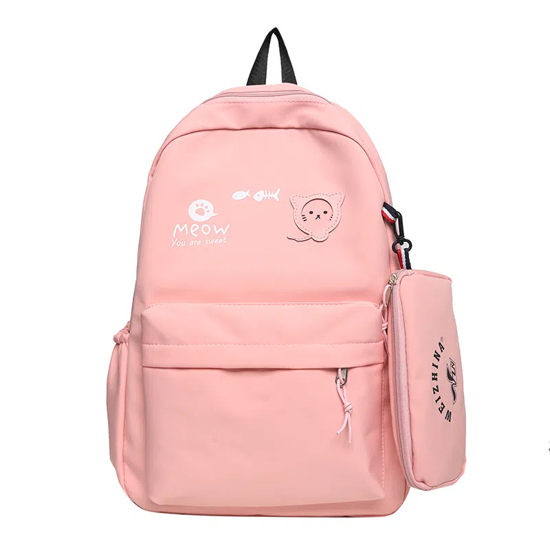 尼格尔 简约小清新校园简单时尚中大学生可爱洋气尼龙书包背包双肩包 女款 多色