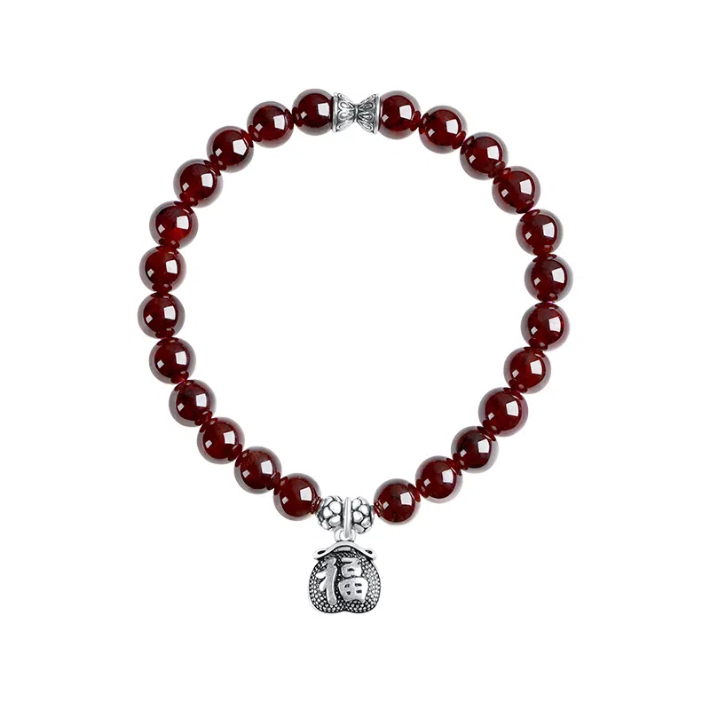 石头记 好运福袋串珠新中式森系优雅气质 石榴石 手串 男女同款情侣款