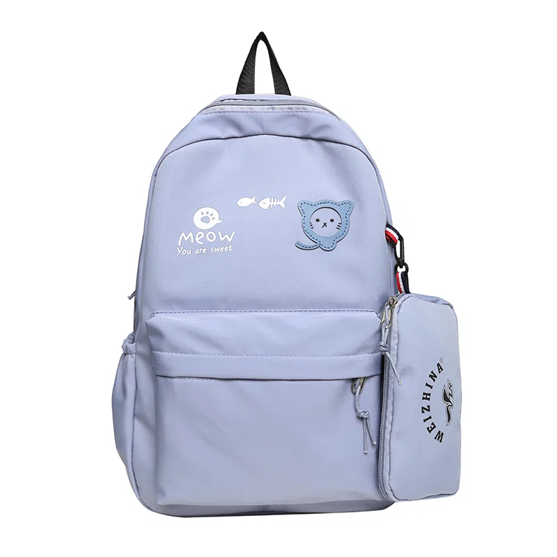 尼格尔 简约小清新校园简单时尚中大学生可爱洋气尼龙书包背包双肩包 女款 多色