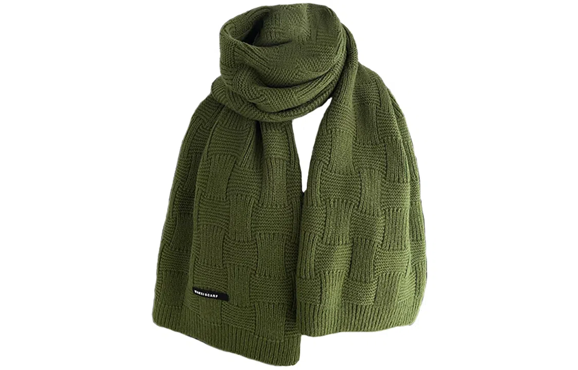 优幽兰 长款保暖加厚小众个性绿色护脖子外搭防风防寒高级感穿搭 绒线围巾 女款