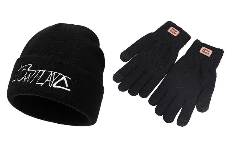 匹克 刺绣小清新 针织手套 绒线帽 男女同款情侣款