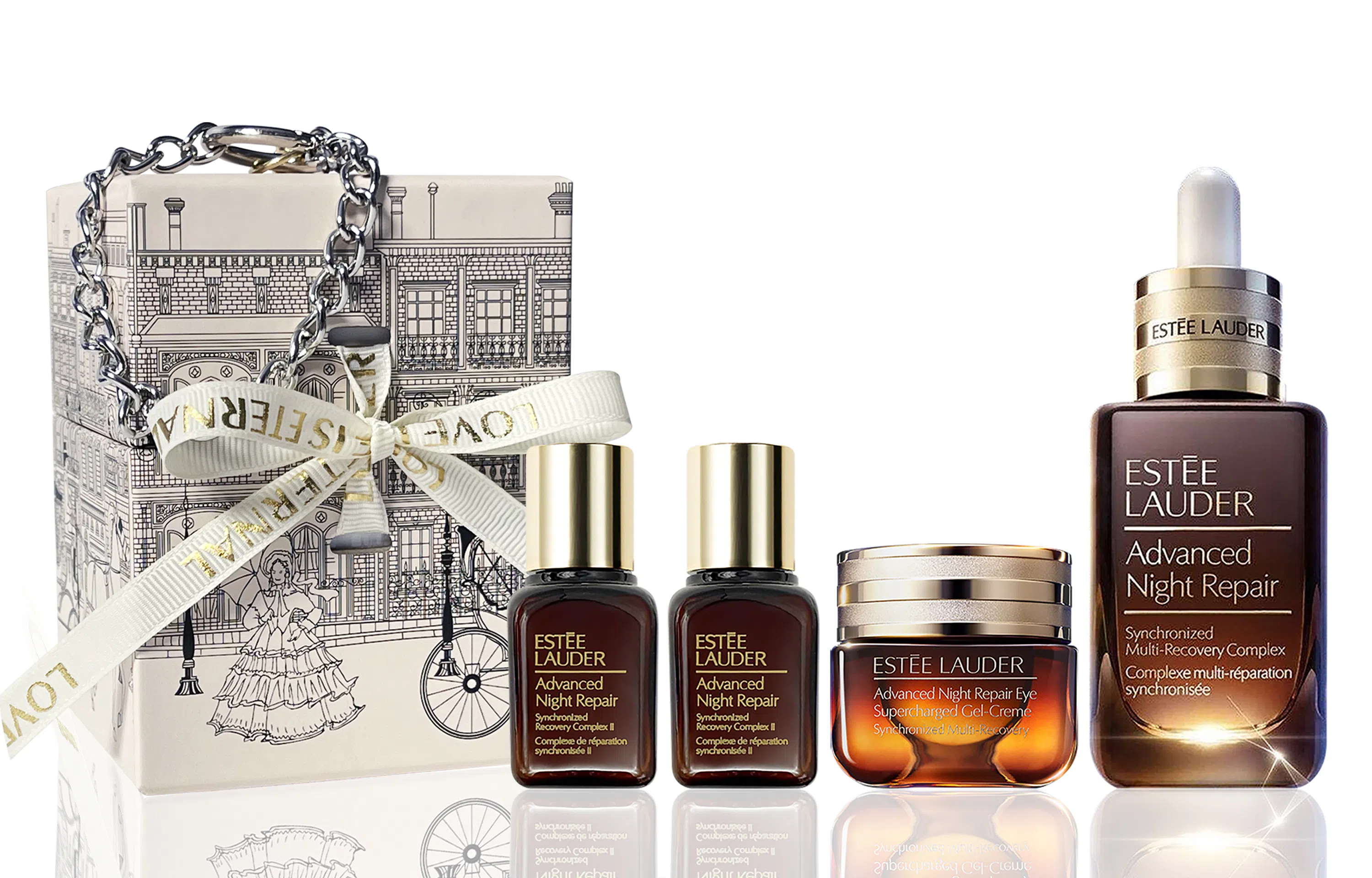 雅诗兰黛 小棕瓶 黑天使全明星护肤套装 淡纹抗糖提亮紧致 第五代抗蓝光眼霜 四件套/六件套