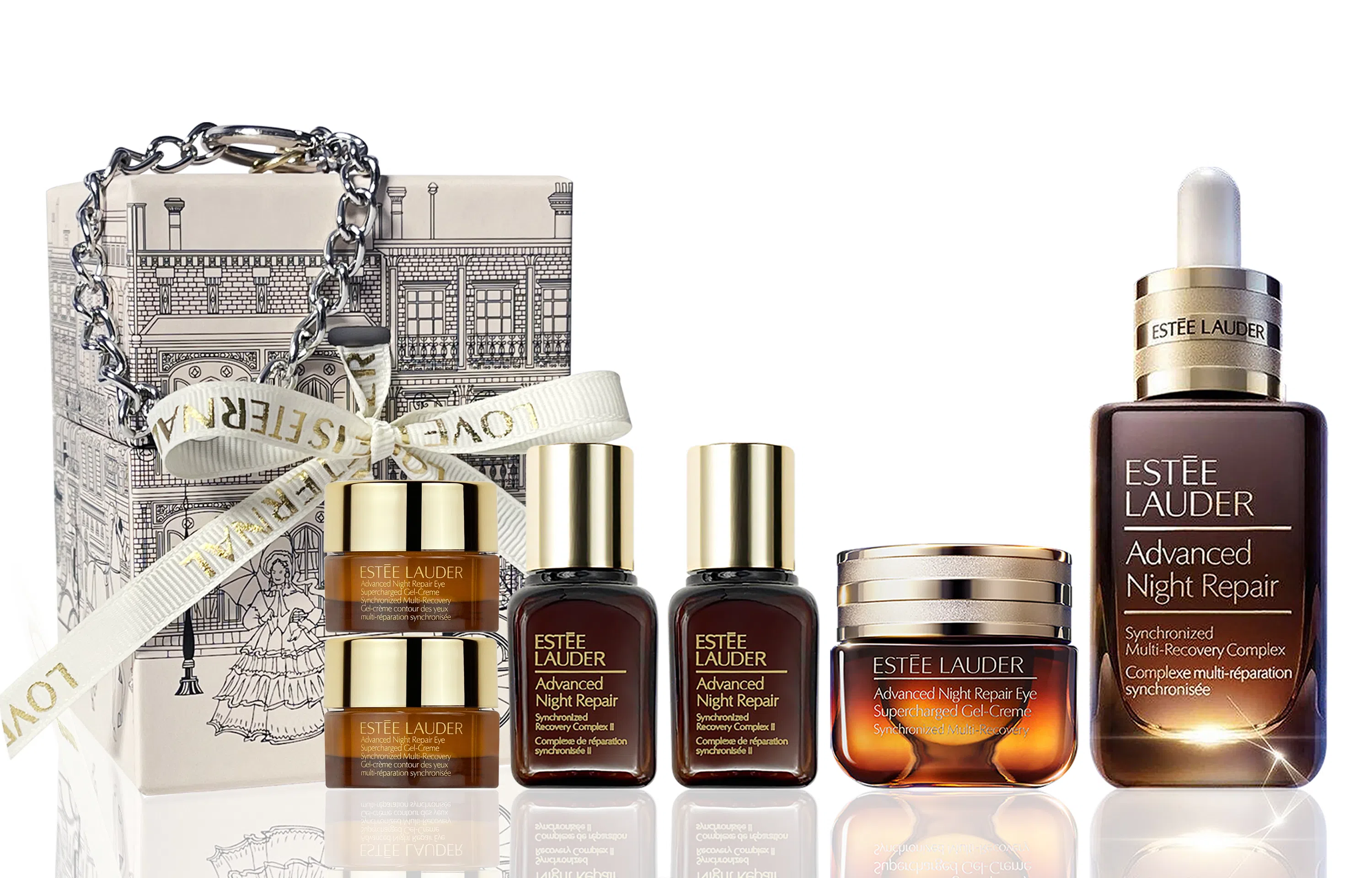 雅诗兰黛 小棕瓶 黑天使全明星护肤套装 淡纹抗糖提亮紧致 第五代抗蓝光眼霜 四件套/六件套