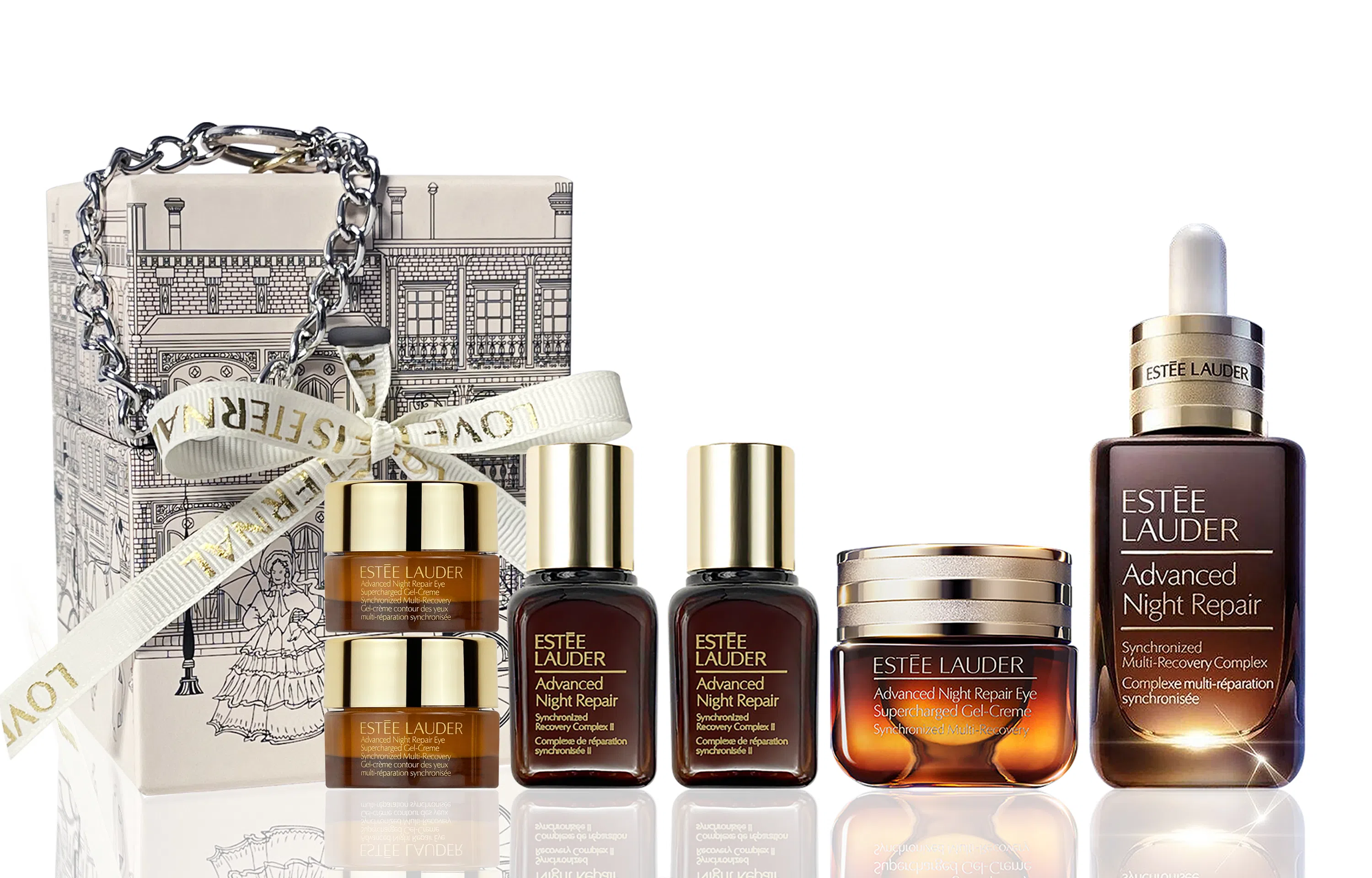 雅诗兰黛 小棕瓶 黑天使全明星护肤套装 淡纹抗糖提亮紧致 第五代抗蓝光眼霜 四件套/六件套