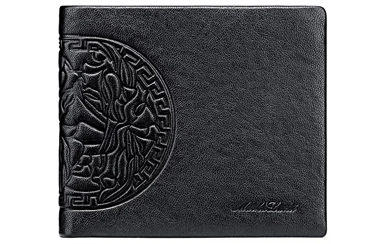 马莎兰缇 中国风印花超薄 纯色自动扣皮带 皮带组合套装 代写贺卡高档礼盒 头层牛皮 钱包 常规 男款 黑色