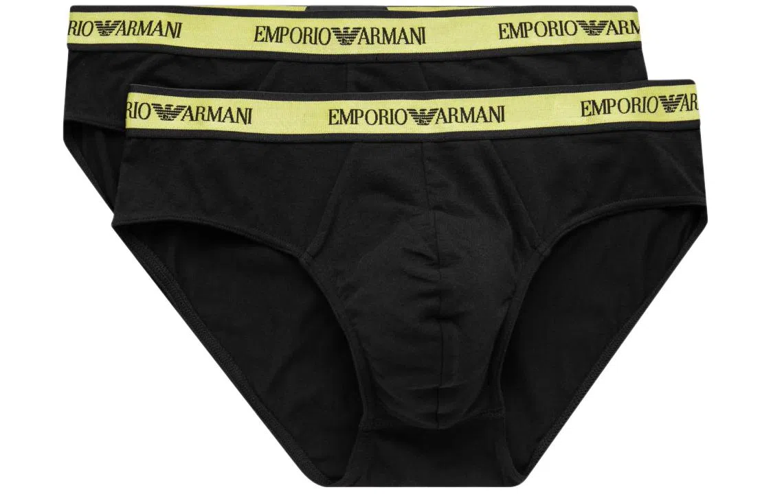 Emporio Armani Jacquard Triangle Briefs 2-Pack Black
