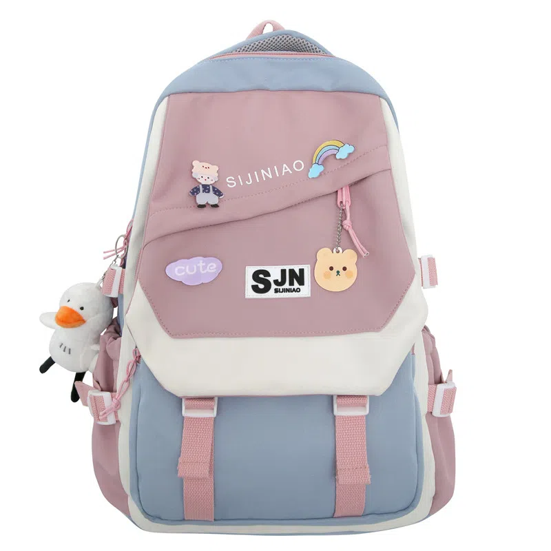 尼格尔大容量双肩背包休闲校园女生尼龙双肩包小学生初中生学生上课书包女多色