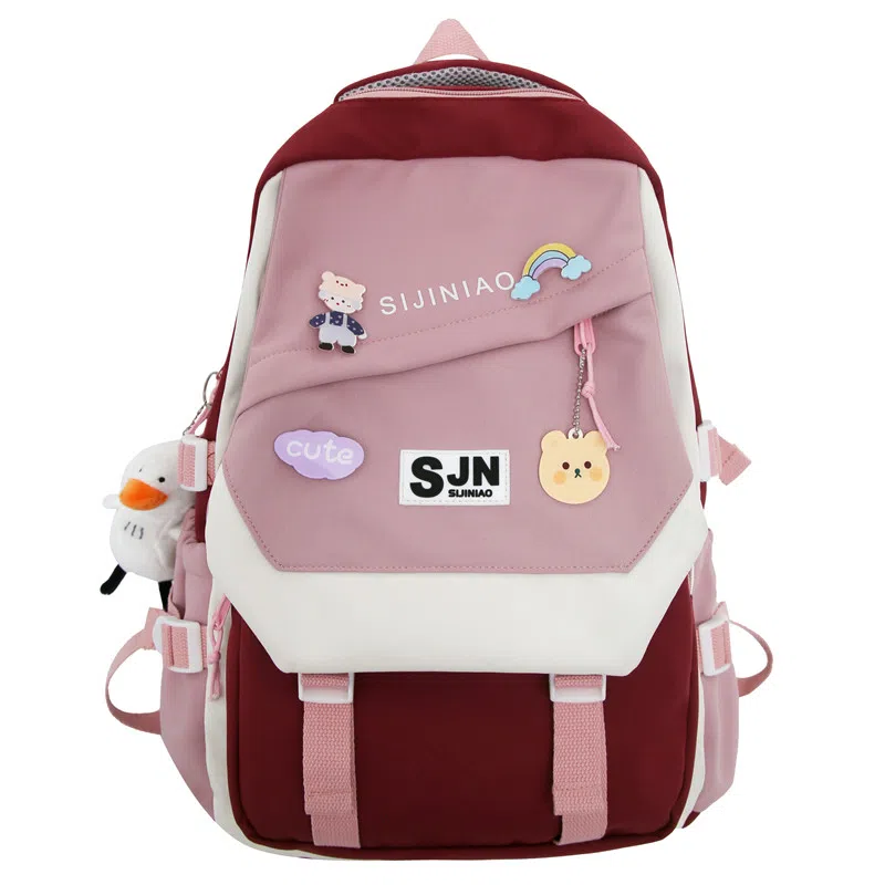 尼格尔大容量双肩背包休闲校园女生尼龙双肩包小学生初中生学生上课书包女多色