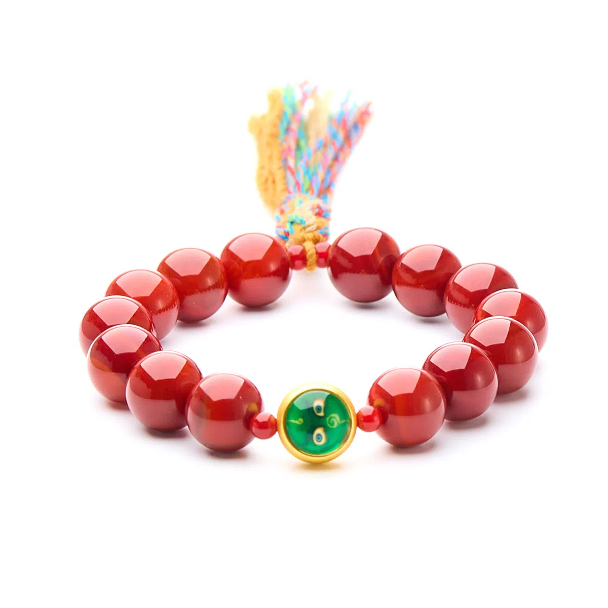 琳琯瑛 新中式国风气质轻奢小众设计吉祥五路财神眼彩绳 玛瑙 玉石手串 男女同款情侣款