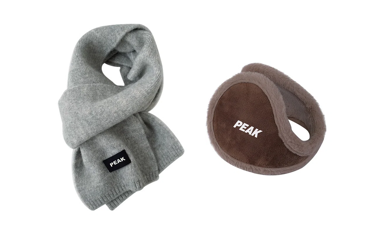 匹克 冬季保暖套装流苏千鸟格 绒线围巾 男女同款情侣款