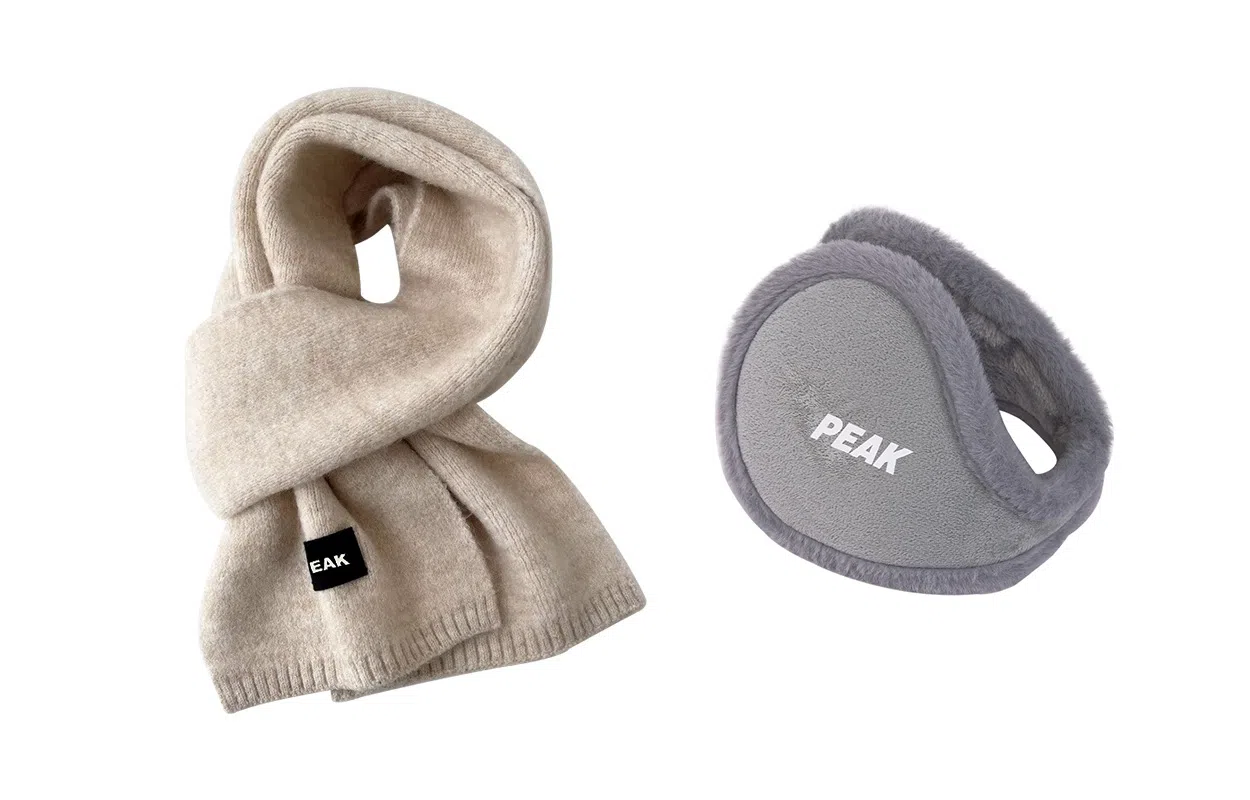 匹克 冬季保暖套装流苏千鸟格 绒线围巾 男女同款情侣款