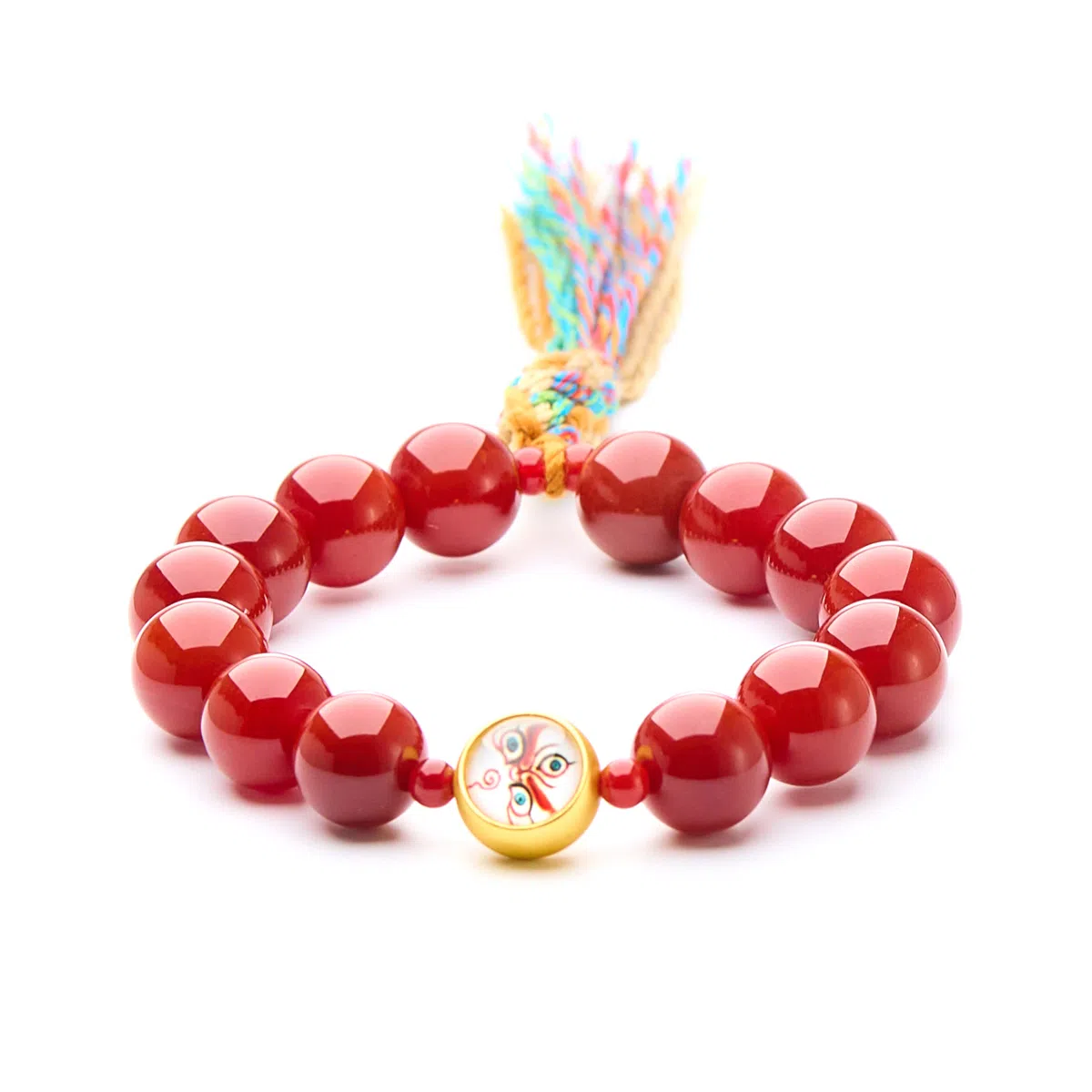 琳琯瑛 新中式国风气质轻奢小众设计吉祥五路财神眼彩绳 玛瑙 玉石手串 男女同款情侣款